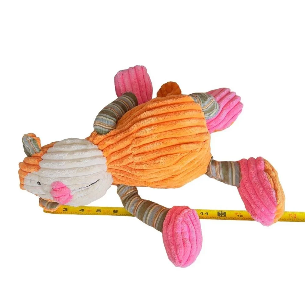 Fiesta 15” Colorful Corduroy Ribbed Monkey Plush stuffed Toy Well Loved See Pics